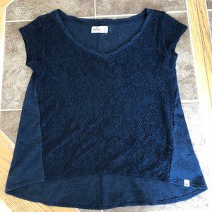Lace Front Navy Top
